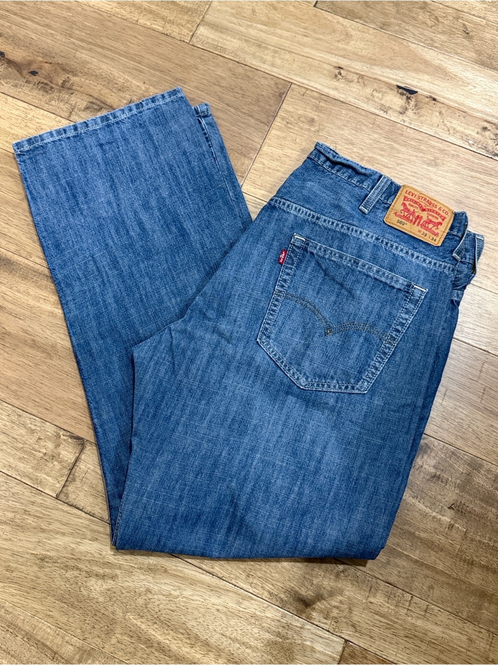 Levi's Men's Medium Blue 569 Lightweight Relaxed Fit Straight Leg Jeans 38x34